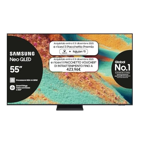 Samsung Smart TV 55" QE55QN85FAUXZT Neo QLED 4K Mini LED, NQ4 AI Gen2 processor, 4K AI upscaling, Dolby Atmos & OTS Lite, Simple Chamfer Design, 2025