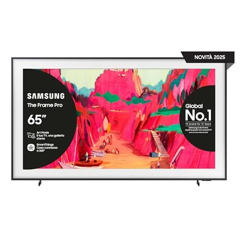 Offerta a tempo: Samsung The Frame Pro 4K Vision AI Smart TV 65'' The Frame QE65LS03FWUXZT, Modern Frame Design con Wireless One Connect; 4K AI Upscaling, Art Mode, Matte Display, PACCHETTO INTRATTENIMENTO, 2025 - 26% da 1799.00 € a 1339.48 €
