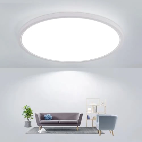 Offerta a tempo: Comely Lampada da soffitto LED rotonda 30cm, IP44 impermeabile, 24W 6500K bianco freddo, Nero, CRI 80, plafoniera LED piatta per bagno, cucina, balcone, corridoio, camera da letto - 0.00% da 19.99 € a 19.99 €