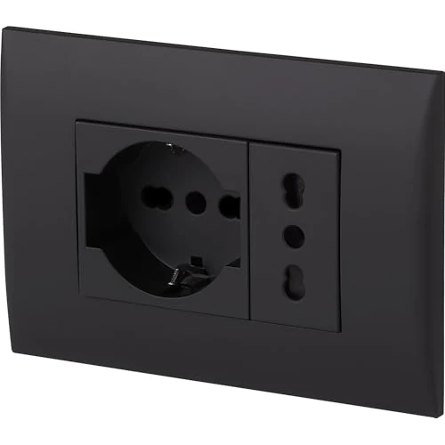 Begrenztes Angebot: Electraline 22111 Set vormontierte Platte 2 Plätze (1 Universalsteckdose P40 + 1 zweiwertige Steckdose 10/16 A), zwei Montageschrauben, schwarz von 7.50 EUR auf 7.50 EUR (Rabatt 0%)