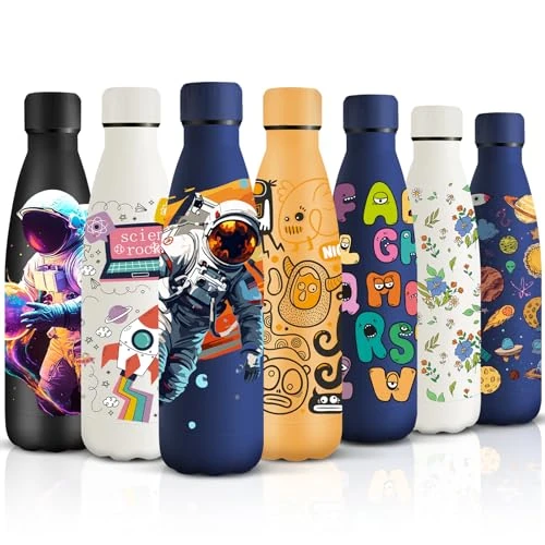 Offerta a tempo: HoneyHolly Borraccia Termica, Senza BPA, Borraccia Bambini, 500ML Acciaio Inossidabile 18/8, Bottiglia Termica A Prova di Perdite, Borraccia Acciaio Inox per Scuola, Ufficio e Attività All'aperto - 31% da 15.75 € a 10.81 €