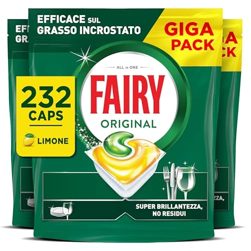 Fairy Original All in One Geschirrspüler-Tabs Regular, 232 Tabletten, Wirksam Selbst bei eingetrocknetem Fett
