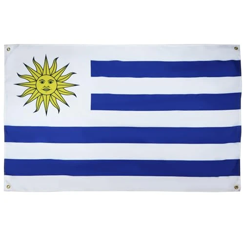 AZ FLAG Uruguay Vlag 150 x 90 cm met 4 ogen, Uruguayaanse vlag voor balkon of muur