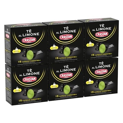 Crastan Lemon Tea - 6 x 15 Nespresso Compatible Capsules - Sweet hot tea with intense and aromatic taste, ready to be enjoyed at any time