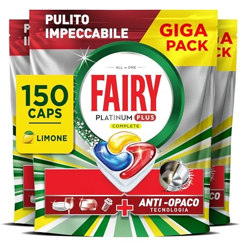 Fairy Platinum Plus All in One Geschirrspüler Tabs Zitrone 150 Tabletten Unsere beste Reinigung für eine saubere wie neu, entfernt Mattheit & beugt Kalk vor
