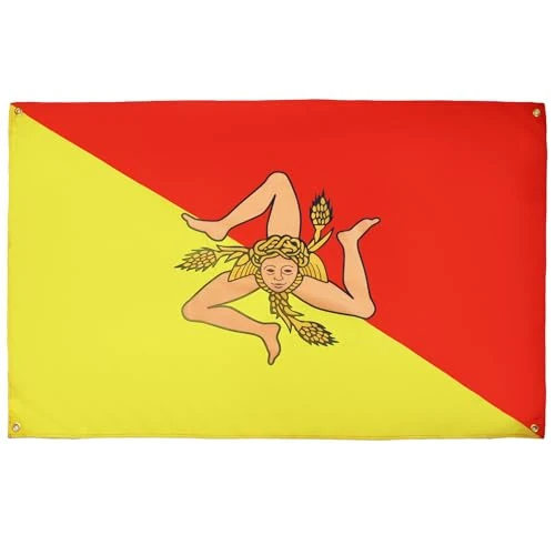 AZ FLAG Drapeau Sicile 150x90 cm avec 4 oeillets, Pavillon Sicilien pour balcon ou mur