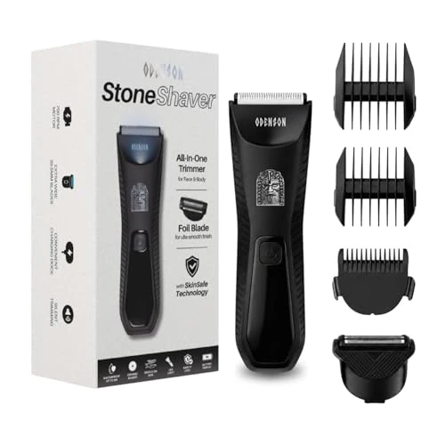 Offerta a tempo: Odenson Stone Shaver - Rasoio per barba e corpo da uomo, rasoio senza fili impermeabile, tagliacapelli e kit per la toilette - 47% da 53.00 € a 27.87 €