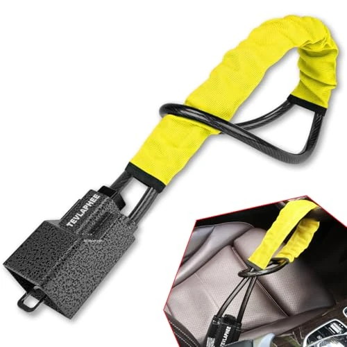 Offre limitee: Tevlaphee Antivol Volant Amélioré, Bloque Ceinture, Tête Métal, Dispositif Antivol Auto Haute Visibilité, Robuste, Universel pour Voiture, SUV, Pickup, Jeep, Van, 3 Clés(Jaune) de 53.99 EUR a 36.85 EUR (economie 32%)