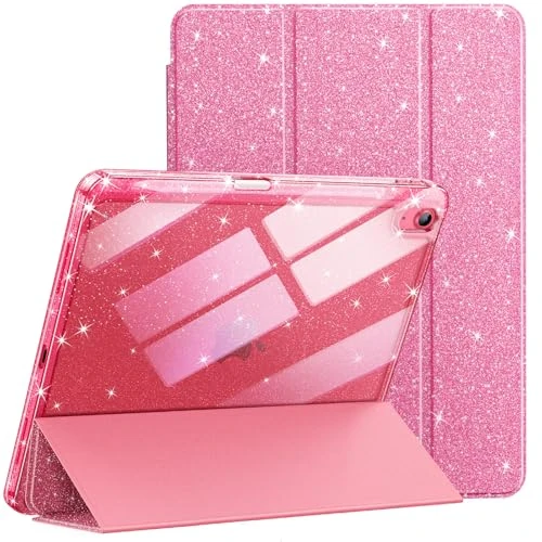 Limited offer: JETech Glitter Case for iPad (A16) 11th/10th Generation (2025/2022) with Pencil Holder, Cute Sparkly Slim Cover for Kids and Girls, Shiny Clear Back Shell (Pink) from 14.99 EUR to 14.99 EUR (save 0%)
