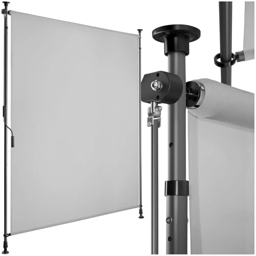 Limited-time offer: tectake® Vertical Clamp Awning with Adjustable Length & Hand Crank, Privacy Screen with 50+ UV Protection & Water-Repellent Fabric, Ideal as Patio, Balcony & Garden Screen, 120 x 310 cm - Light Grey from 105.99 £ to 64.98 £ (save 38.69