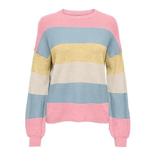 Offerta a tempo: ONLY Onlatia L/S Maglione a Righe Knt Noos, Rosa Chiaro, M - 12% da 28.19 € a 24.89 €