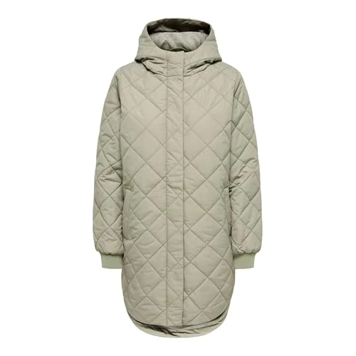 ONLY Women's Onljuliet OTW Noos Quilted Hood Zip Coat, Laurel Oak, M