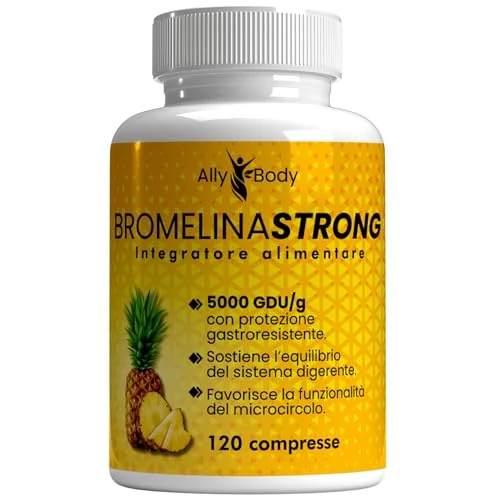 Offerta a tempo: Bromelina Forte Drenante 5000 GDU/g Gastroprotetta - 240 Compresse per Ritenzione Idrica, Cellulite Ostinata, Pancia Gonfia e Gambe Pesanti - 20% da 15.00 € a 11.99 €