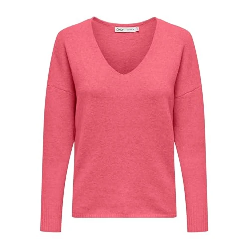 ONLY Onlrica Life L/S V-hals trui KNT Noos, Sun Kissed Coral, XL