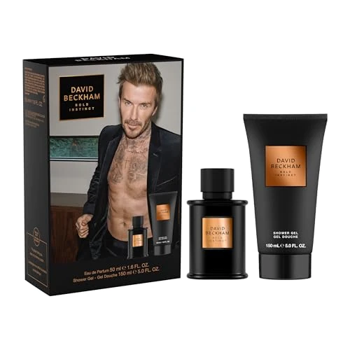 David Beckham Bold Instinct Eau de Parfum en douchegel, lichaamsspray-cadeauset voor mannen, fascinerende houtachtige geur, 50 ml + 150 ml