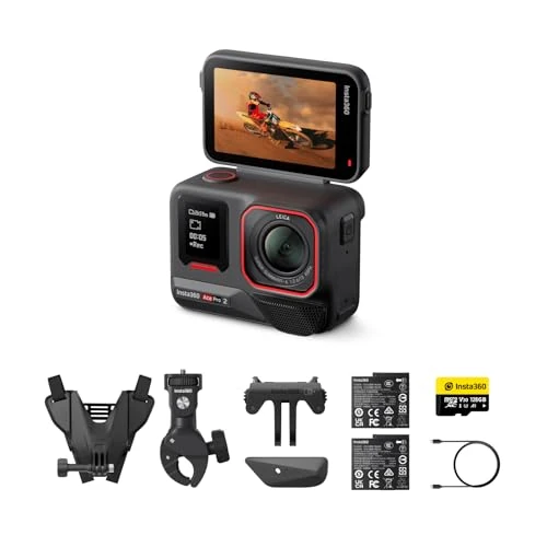 Insta360 Ace Pro 2 - Cámara de acción impermeable 8K diseñada en colaboración con Leica, sensor de 1/1,3", doble chip AI, luz baja, sonido superior, pantalla flip y edición AI para vlog