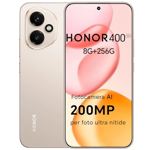 Tijdelijke aanbieding: HONOR 400 Smartphone 5G Dual SIM NFC 8GB/256GB 200MP met AI foto, 6,55 inch AMOLED Eye-Care Display 5000nit, 5300mAh, Snapdragon 7 Gen 3, Android 15, Desert Gold, [Italiaanse versie] van 439.90 EUR naar 439.90 EUR (korting 0%)