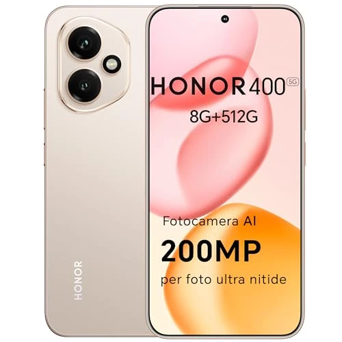 Offre limitee: Honor 400 Smartphone 5G Dual SIM NFC, Caméra 200MP Ultra Haute Définition, 8GB RAM 512GB, 5300 mAh, 6,55 Pouces Écran AMOLED, Android 15, Desert Gold de 399.90 EUR a 399.90 EUR (economie 0%)