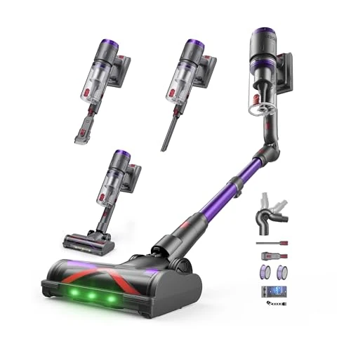 Offerta a tempo: Circlio Aspirapolvere Senza Fili 90 Min, 600W/58000Pa, Scopa Elettrica Senza Fili, Aspirapolvere Senza Filo con LED Touchscreen, Autoportante Anti-Avvolgimento per Tappeti/Pavimenti/Peli Animali - 25% da 169.99 € a 128.24 €
