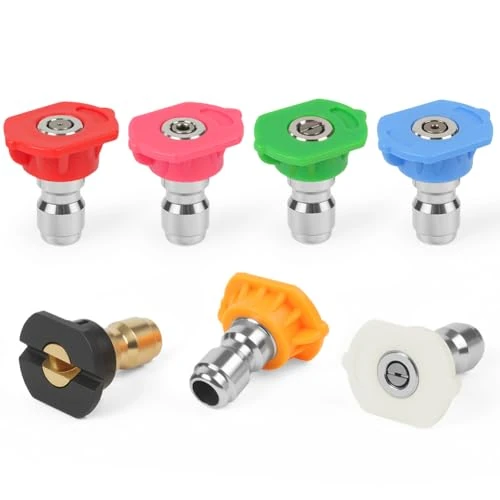 Offerta a tempo: vsshe Set Ugelli Spruzzatori Idropulitrice Punte, 7PCS Ugelli a Spruzzo Punte Ugello a Pressione, Spruzzo Rapido Della Rondella Ugello ad Alta Pressione, Ugellis a Connessione Rapida - 39% da 12.99 € a 7.91 €