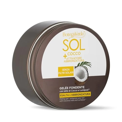 Offerta a tempo: Bottega Verde - SOL Cocco + Attivatore di abbronzatura, Gelée fondente, 150 ml, esalta l'abbronzatura, con latte di Cocco e Lumipod™, senza filtri solari - 66% da 22.00 € a 7.40 €