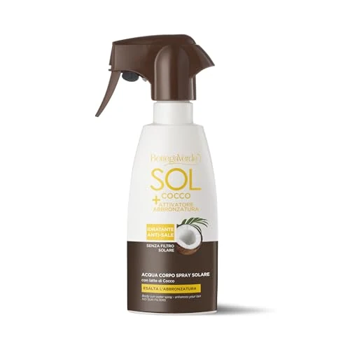 Offerta a tempo: Bottega Verde - SOL Cocco, Acqua Corpo Spray Attivatore Abbronzatura 200 ml, Idratante e Rinfrescante, Effetto Anti-Sale, con Latte di Cocco, Carota e Papaya, Esalta l’Abbronzatura, No Filtri Solari - 50% da 22.00 € a 10.99 €
