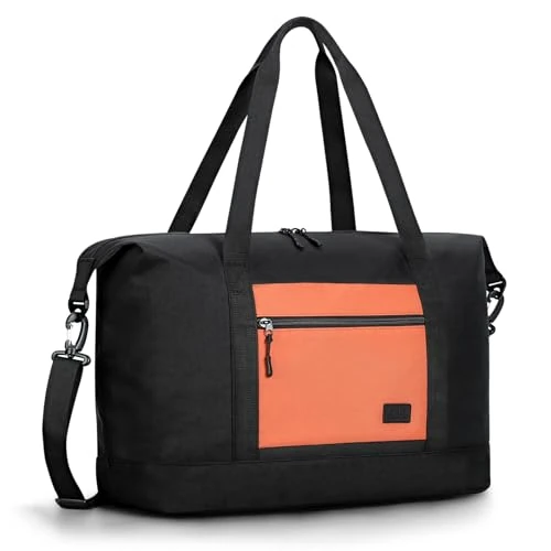 Lekespring Ryanair Hand Luggage 40 x 20 x 25 cm Hand Luggage Bag Easyjet 45 x 36 x 20 for Aeroplane Travel Bag Small Weekender for Men and Women, black / orange, 40x20x25cm