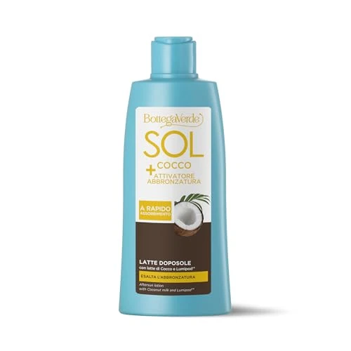 Offerta a tempo: Bottega Verde - SOL Cocco + Attivatore di abbronzatura, Latte doposole, a rapido assorbimento, 200 ml, con latte di Cocco e Lumipod™, esalta l'abbronzatura - 71% da 22.00 € a 6.30 €