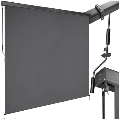 Offerta a tempo: tectake® tenda da sole verticale a rullo, con manovella, protezione UV, impermeabile resistente al vento, frangivista balcone, terrazzo, fissaggio a parete, privacy - Nero, 200 x 250 cm - 19% da 112.99 € a 91.79 €