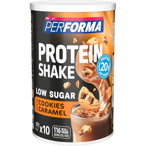 Performa | Protéine Shake Cookies Caramel, 340g, Haute Teneur en Protéines, Faible Sugar, 10 Portions