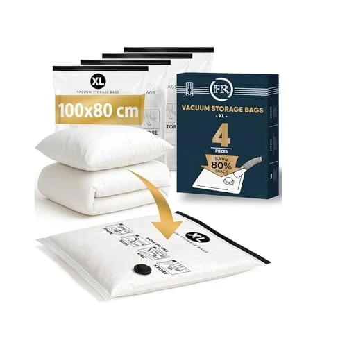 Oferta limitada: FiRiO XL Bolsas Vacio Ropa Grandes para Edredones, Almohadas y Ropa I 4 PIEZAS I Tamaño XL: 100x80cm I Bolsas Vacio Edredones I Vacuum Bags for Bedding I Bolsa Vacio Grande para Mantas y Edredón de 15.28 EUR a 15.28 EUR (ahorro 0%)