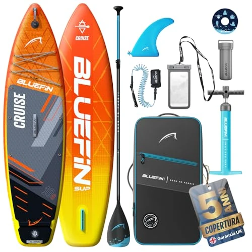 Bluefin Cruise Paddle Board Hinchable de 10’8 Rojo | Pack y Accesorios Sup Premium | Alfombrilla Antideslizante y Ligera |Paddleboard All-Round de 6’ de Grosor|Tabla de Paddle para Adultos y Jóvenes