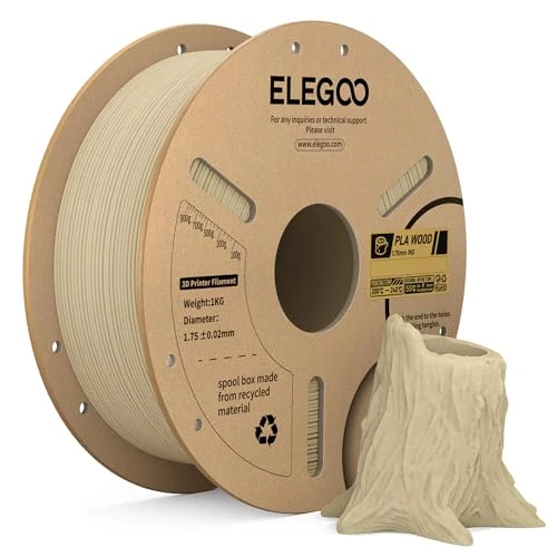ELEGOO Filament PLA Bois 1,75 mm Bouleau Clair 1KG, Filament PLA avec Poudre de Bois Naturelle pour Imprimante 3D FDM, Précision Dimensionnelle, Bobine 1 kg Compatible avec Imprimantes 3D