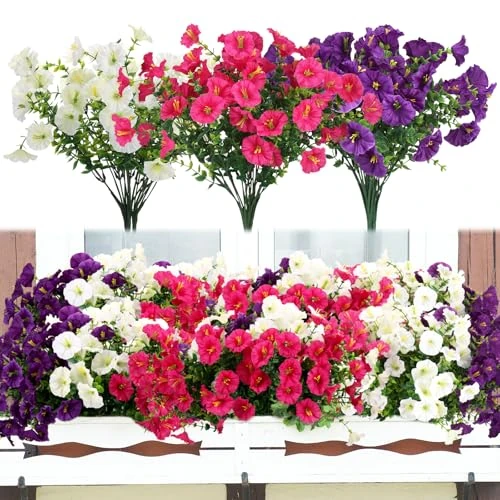 Offerta a tempo: Huiguli 9 Mazzi Fiori Finti da Esterno, Fiori Artificiali Plastica Resistente ai Raggi UV, Piante Finte da Esterno per Balconi, Terrazze, Portico, Giardino Sospeso Interni Decorazione (3 Colori) - 27% da 25.99 € a 18.99 €