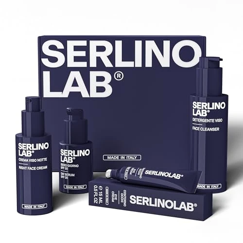 Offerta a tempo: SERLINO LAB Kit completo Skincare Antirughe, Detergente, Contorno Occhi, Siero Giorno SPF30, Crema Notte, tutto made in italy - 16% da 82.00 € a 69.00 €