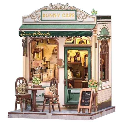 Offre limitée : CUTEBEE Book Nook Kit-Maison de Poupée Miniature DIY à Lumière LED, Bibliothèque Vintage Crème et Vert en 3D, Décoration pour Étagère, Cadeau pour Adultes (Sunny Cafe) de 43.99 € à 39.59 € (10% de remise)