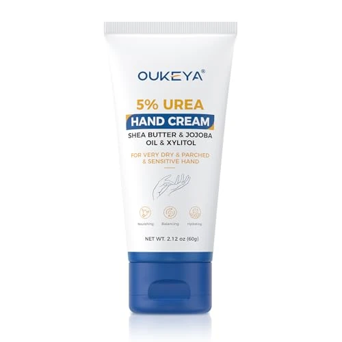 Offre limitee: OUKEYA Crème pour les Mains à l’Uree 5% – 60g, Crème Hydratante et Réparatrice pour Mains Sèches et Crevassées, Rapidement Absorbante avec Beurre de Karité et Huile de Jojoba, Pour Homme et Femme de 8.99 EUR a 8.99 EUR (economie 0%)
