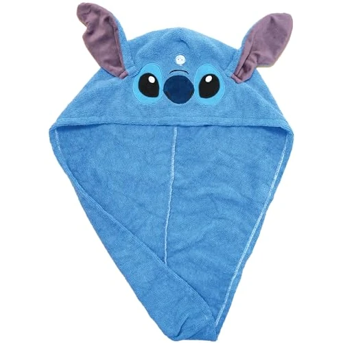 Disney Stitch – Toalla para Cabello Infantil Microfibra Ultra Suave – Secado Rápido Sin Calor – Respeta Cabello Fino – Accesorio para Baño y Ducha – Peinado Seco Sin Esfuerzo – Producto Oficial Disney
