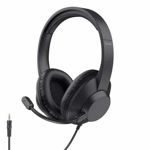 Offre limitée : Trust Ayda Max Casque Filaire Léger Over Ear 3.5mm avec Micro, Câble 1,8m, 85% Plastiques Recyclés, Microphone Flexible, Casque Audio PC pour Ordinateur Portable Bureau Chat Teams Zoom, Noir de 19.99 € à 19.99 € (0.00% de remise)