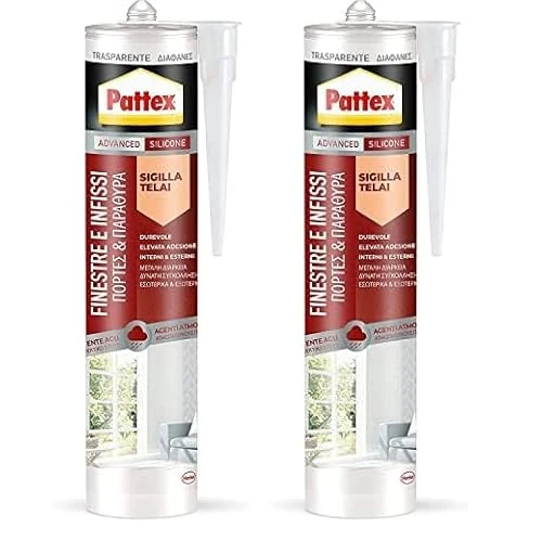 Offerta a tempo: Pattex Silicone Sigillante Finestre Infissi, Trasparente, Neutro a Basso Modulo, Elastico, Serramenti, Porte, Finestre e Infissi, Silicone Infissi per Interni ed Esterni, Inodore, Cartuccia 280 ml - 38% da 21.98 € a 13.66 €