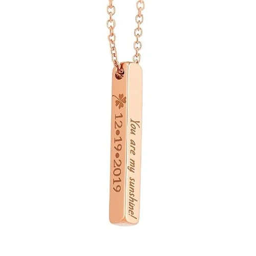 Offerta a tempo: Generico Collana Unisex Personalizzabile con Incisione – Ciondolo Rettangolare in Acciaio Inossidabile – Frasi Motivazionali o Testo a Scelta – Colori Oro, Argento, Oro Rosa, Nero (Oro rosa) - 0.00% da 21.90 € a 21.90 €