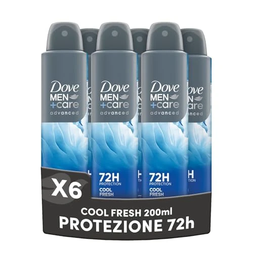 Offerta a tempo: Dove Deodorante Dove Men + Care Cool Fresh Spray Advanced Care, Deodorante Uomo, con 1/4 Crema Idratante, Formula Idratante e Delicata sulla Pelle, Protezione Fino a 72 Ore, 6 Pezzi da 200 ml - 25% da 31.74 € a 23.92 €