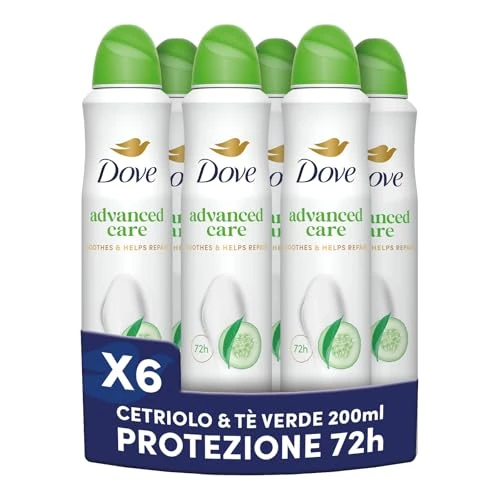 Tijdelijke aanbieding: Dove Advanced Care Go Fresh Gurken-Deo-Spray, hydraterende en zachte formule, droge huid tot 72 uur, deodorant voor dames en heren, 6 stuks à 200 ml van 34.99 € naar 31.99 € (8.57% korting)