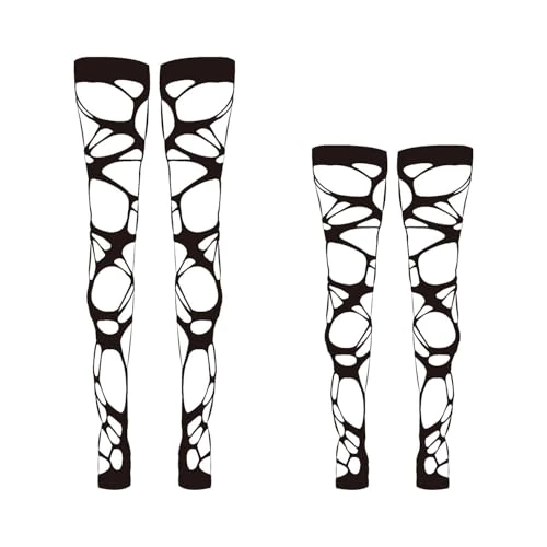 LCIEFKAE 2 czarne skarpety z otworami, kreatywne seksowne legginsy, modne pończochy siatkowe, uniwersalne akcesoria w stylu gotyckim punk.