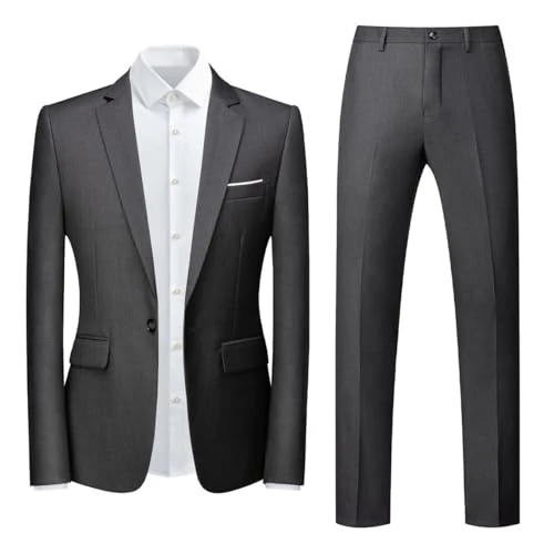 Oferta limitada: YOUTHUP Traje Hombre 2 Piezas Slim Fit 1 Botón Traje Boda Elegante Oficina Ceremonia Chaqueta Pantalón, Gris, XXL de 85.99 € a 29.99 € (ahorro 65%)