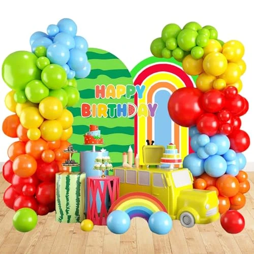 ballonnen, rood, oranje, geel en blauw, voor verjaardagen, watermeloenen, themafeesten