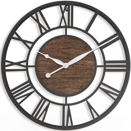 Offerta a tempo: Pytha Sight Orologio da Parete Moderno Grande 75 cm, Metallo Nero e Noce - 27% da 85.99 € a 62.39 €