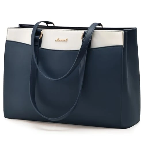 LOVEVOOK Sac Cabas Femme, Grande Sac Ordinateur Portable 15,6 Pouces, Imperméable Sac de Cours Sacs a Main pour Les Cours Lycee, PU Cuir Sacoche Pour Travail étudiant Université Affaires