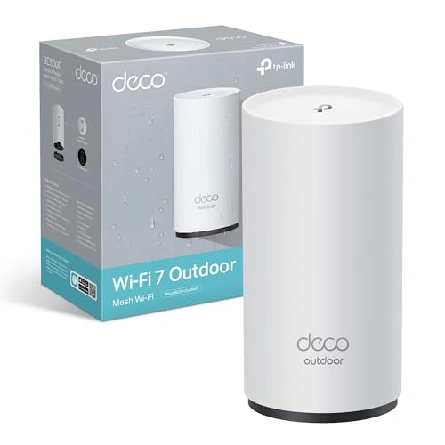 TP-Link Deco BE25-Outdoor Wi-Fi 7 Router | Dualband-WLAN bis zu 2.882 Mbit/s (5 GHz) + 688 Mbit/s (2,4 GHz) | 2× 2,5-Gbit/s-Ports | 802.3at PoE/AC-Stromversorgung | ideal für Garten und Terrasse