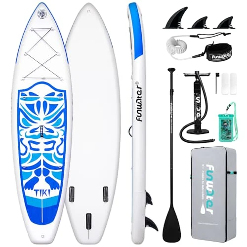 Offerta a tempo: FunWater TIKI Tavola SUP Gonfiabile – Per Tutti i Livelli | Include Pagaia, Pompa, Zaino da Viaggio ISUP, Cordino di Sicurezza, e Pinne - 14% da 169.99 € a 145.75 €